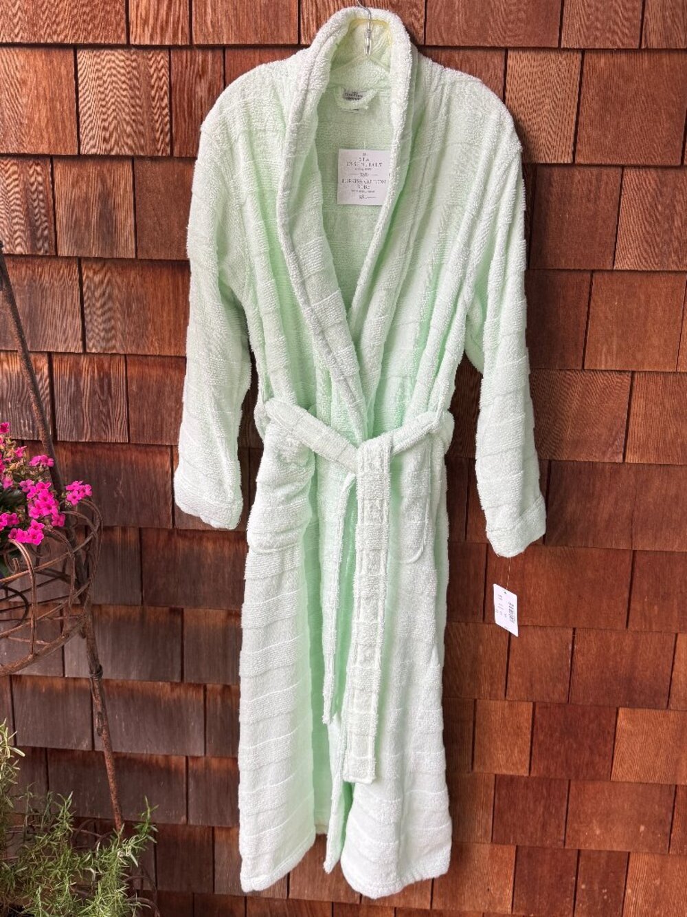 NWT Spa Essentials Seafoam Green Turkish Cotton Tie Waist Robe - Women's Large